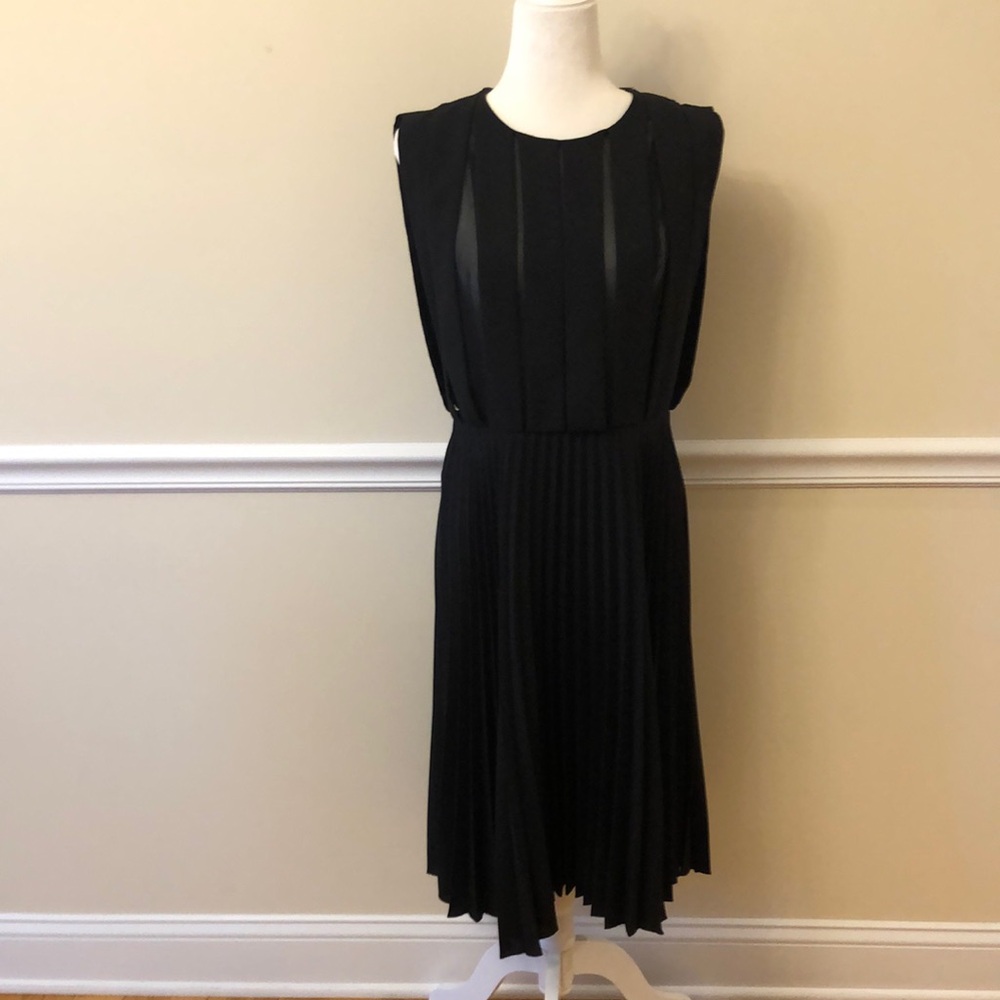 Sandro Paris Black Pleated Sheath Dress Size 3 EUC